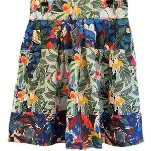 Maeve for Anthropologie Womens Brightly Floral Mini Skirt Size 4 Pockets Pleated